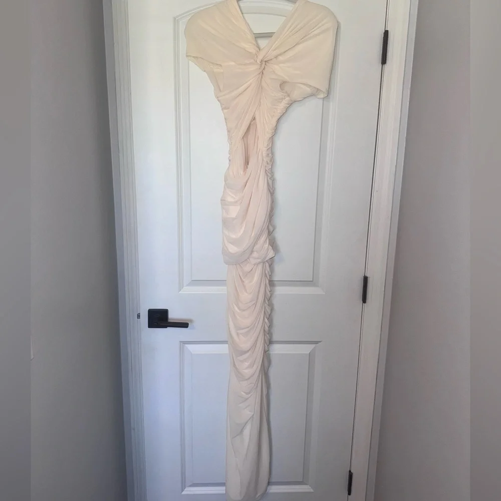 Ronny Kobo Nasha Twist-Front Cut-Out Maxi Dress in Off White - Picture 3 of 7